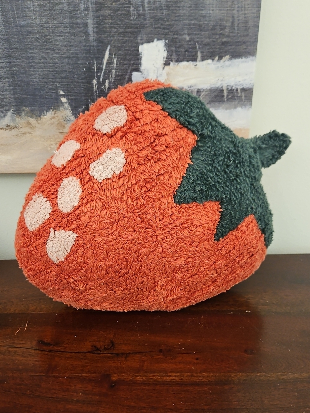 Plush Strawberry Accent Pillow - Green & Red